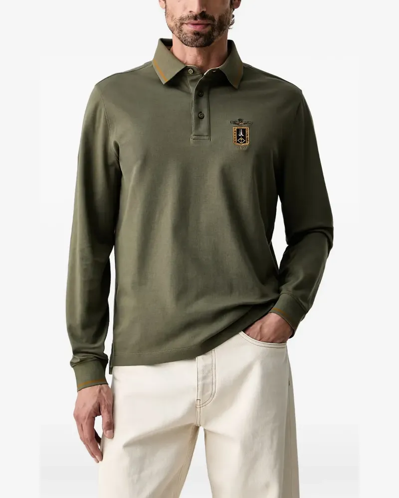 Aeronautica Militare Langärmeliges Poloshirt - Grün Grün