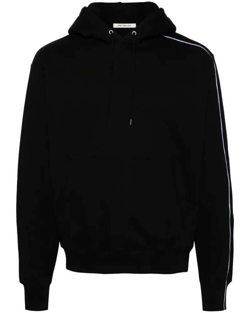 Peter Do Bestickter Hoodie mit Streifen Schwarz