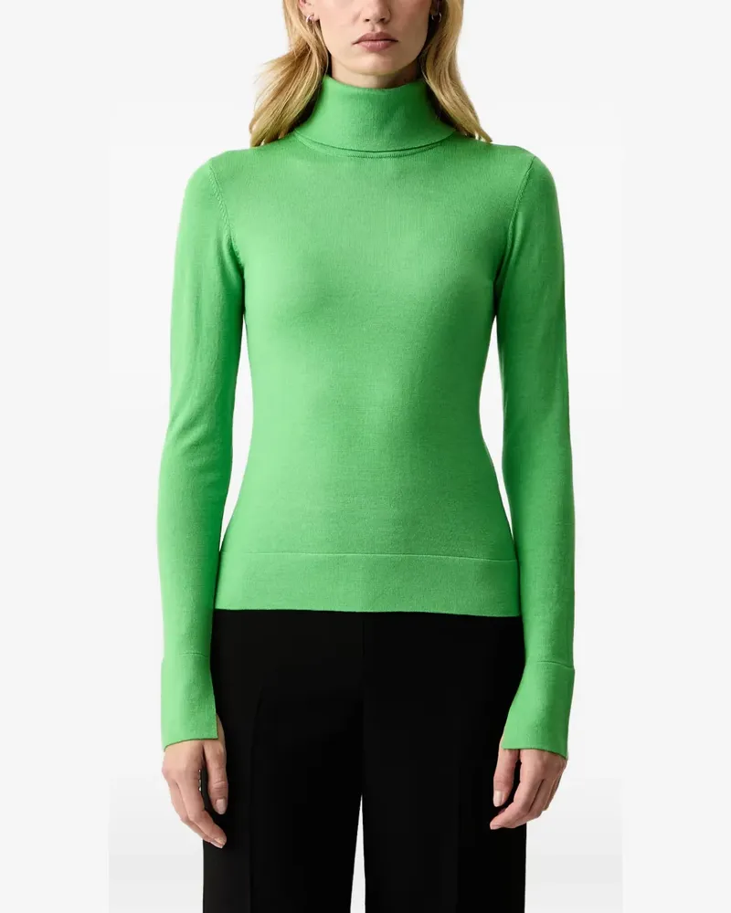 Patrizia Pepe Woll-Rollkragenpullover mit Logoplakette - Grün Grün