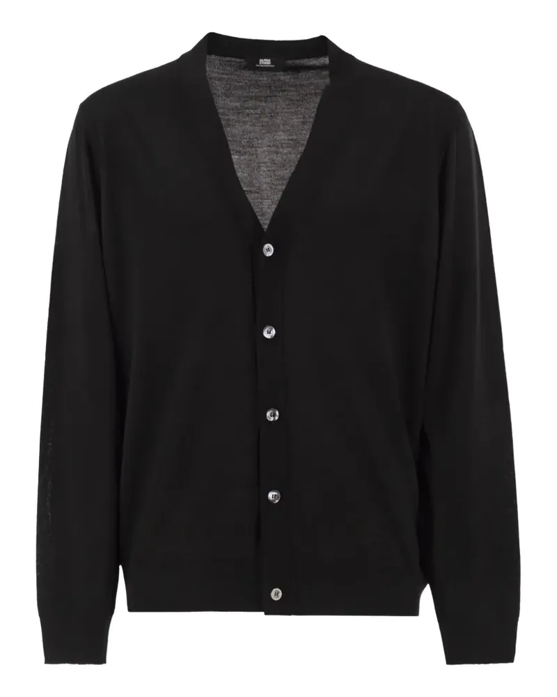 Alpha Studio merino wool V-neck cardigan - Schwarz Schwarz