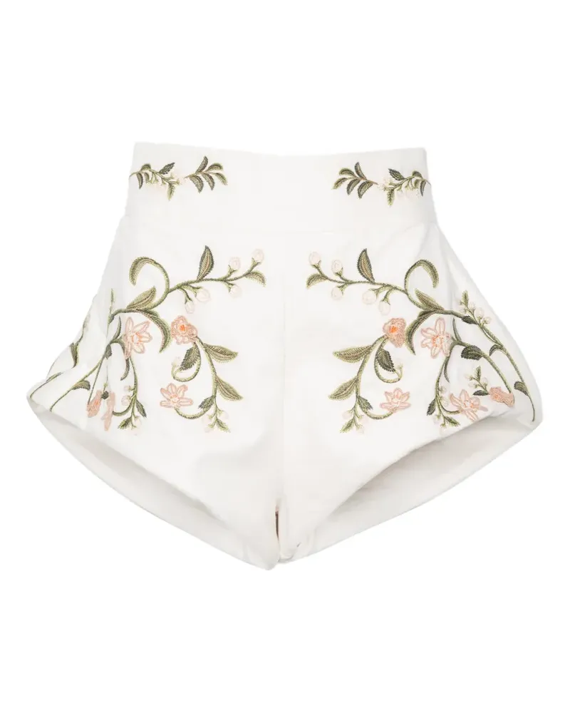 AGUA BENDITA Gatti floral-embroidered shorts - Nude Nude