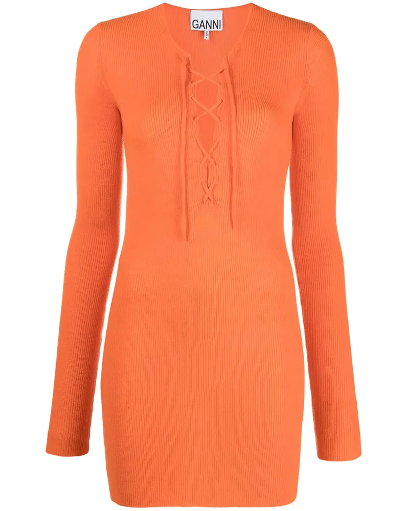 Ganni Merinooberteil mit Schnürung - Orange Orange