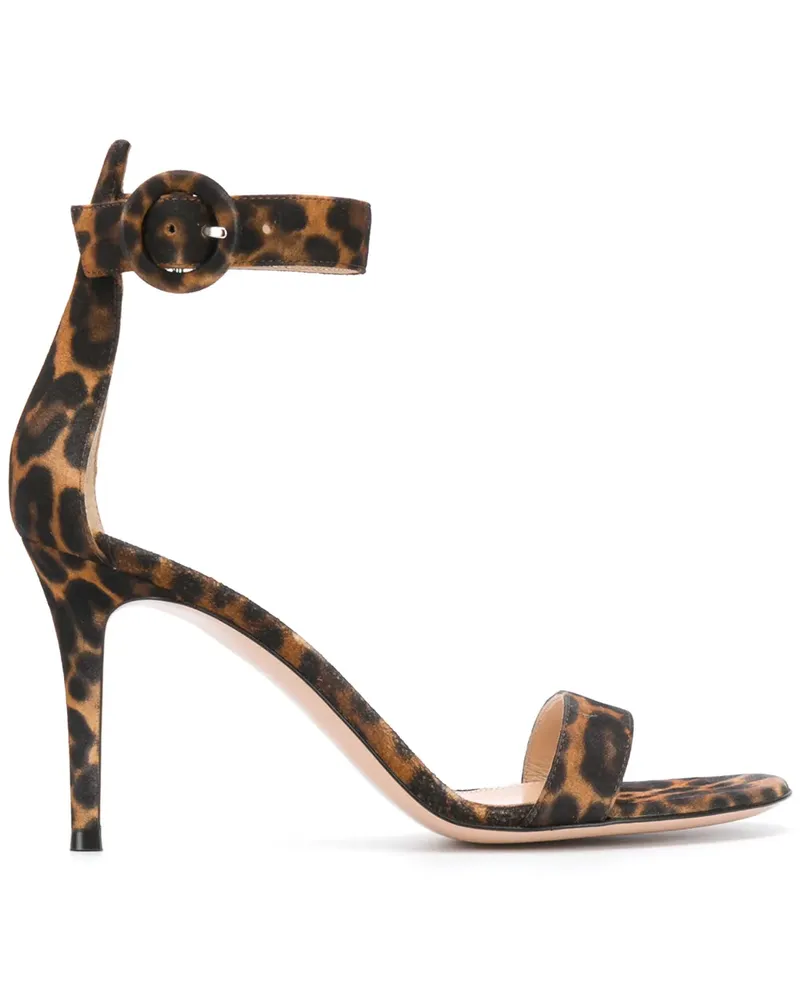 Gianvito Rossi leopard Portofino sandals - Braun Braun