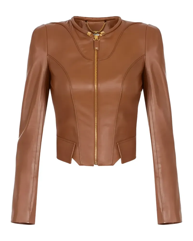 Elisabetta Franchi Klassische Lederjacke - Braun Braun