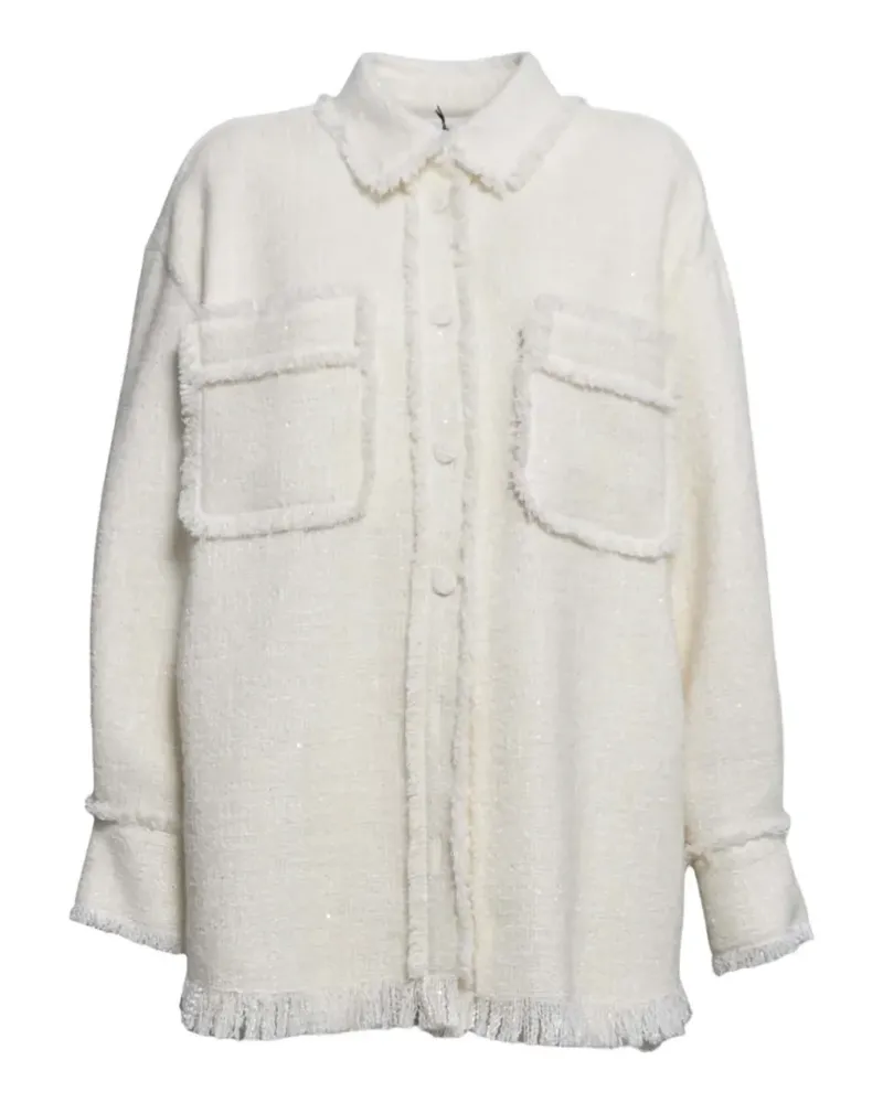 MSGM frayed pocketed shirt tweed jacket - Weiß Weiß