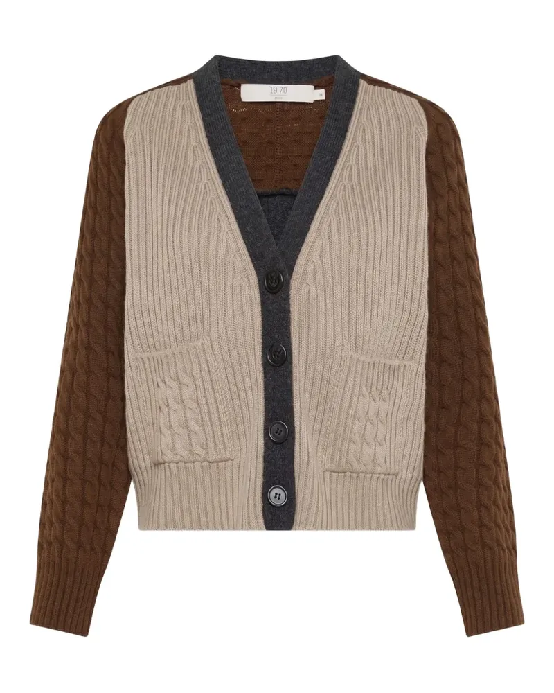 Seventy Colour-Block-Cardigan mit Zopfmuster - Nude Nude