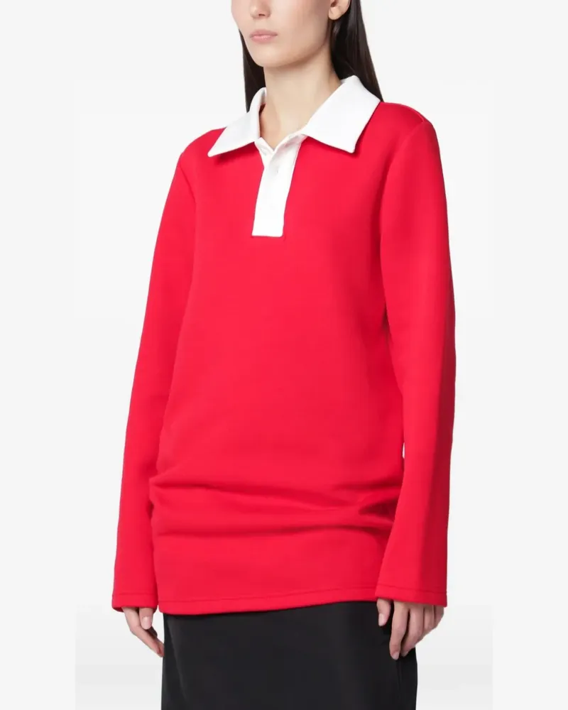 Aliita contrast-collar long-sleeve polo shirt - Rot Rot