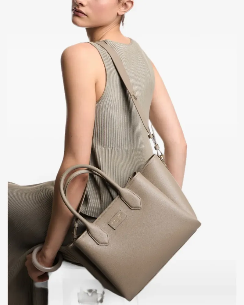 Emporio Armani small palmellato-finish logo-patch tote bag - Nude Nude