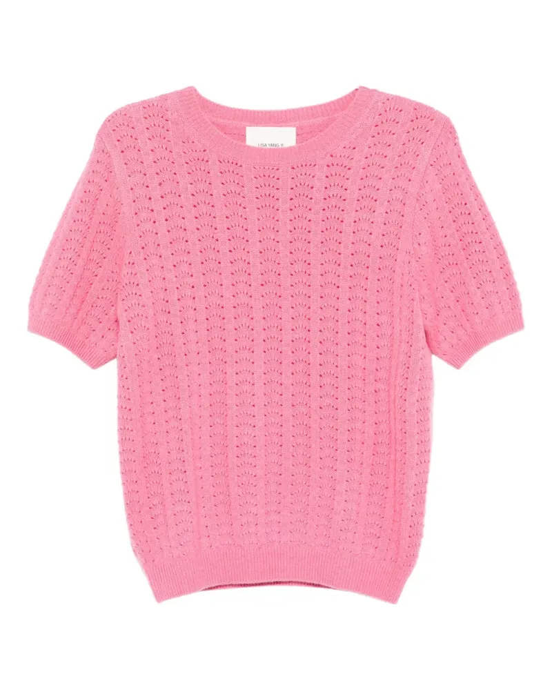 Lisa Yang Kurzärmeliges Oberteil aus Pointelle - Rosa Rosa