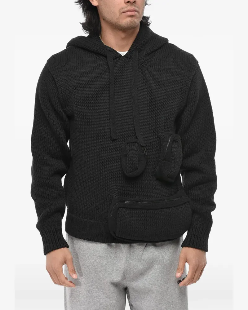 OFF-WHITE multi-pocket knit hoodie - Schwarz Schwarz