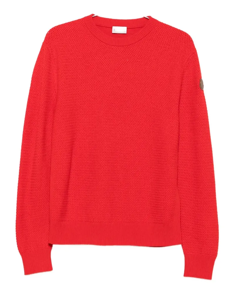Moncler waffle-knit logo-patch sweater - Rot Rot