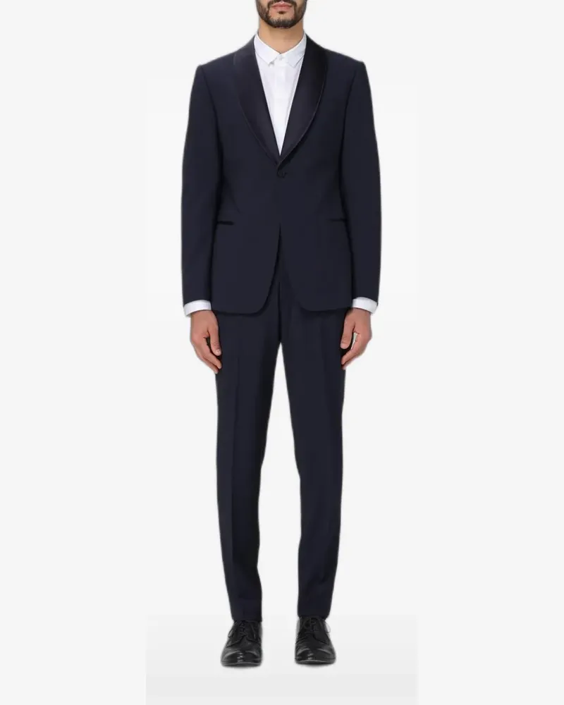 Emporio Armani single-breasted virgin wool suit - Blau Blau