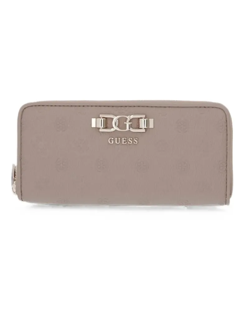 Guess Anise logo-embossed zip-around wallet - Nude Nude