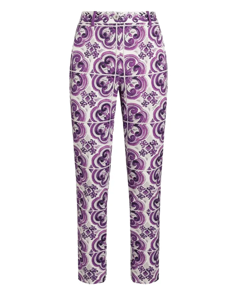 Dolce & Gabbana Weite Hose mit Majolica-Print - Violett Violett