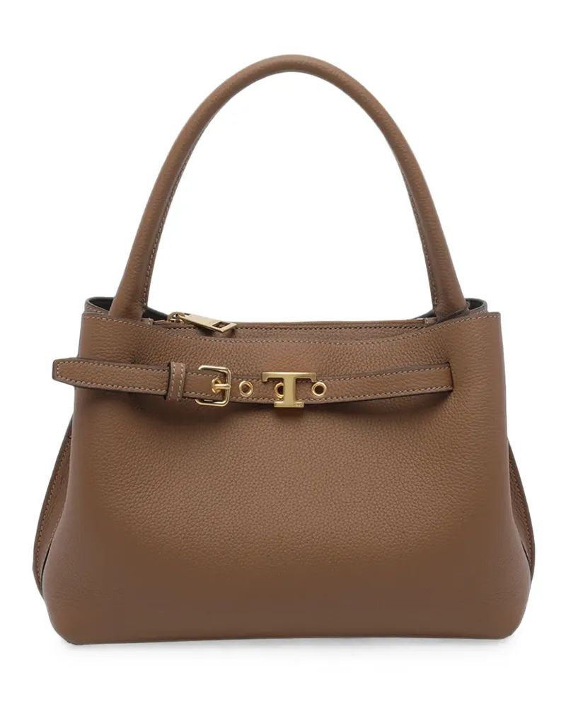 TOD'S T Signature handbag in leather mini - Braun Braun