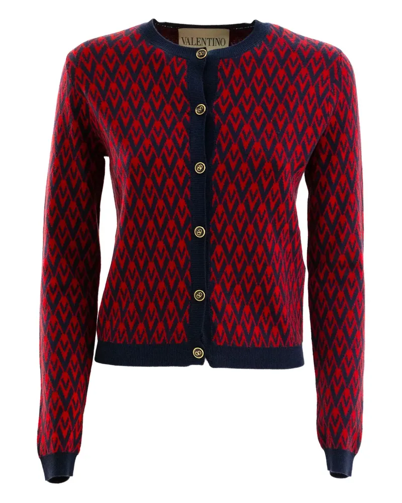 Valentino Garavani Gerüschter Cardigan mit Zickzackmuster - Blau Blau