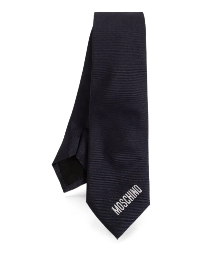 Moschino Seidenkrawatte mit Logo-Stickerei - Blau Blau