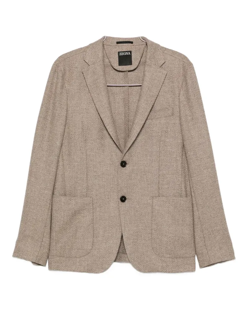 Ermenegildo Zegna herringbone-pattern wool-blend jacket - Nude Nude