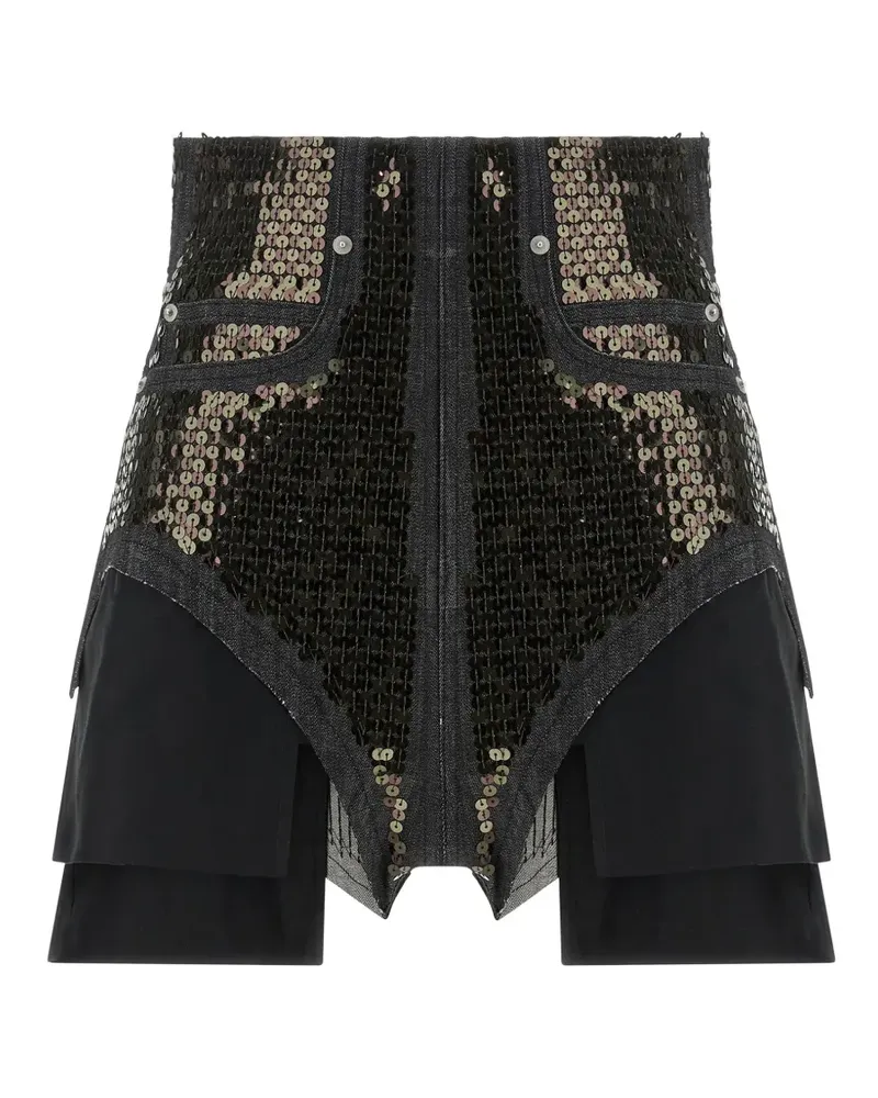 Rick Owens sequin-embellished denim shorts - Schwarz Schwarz