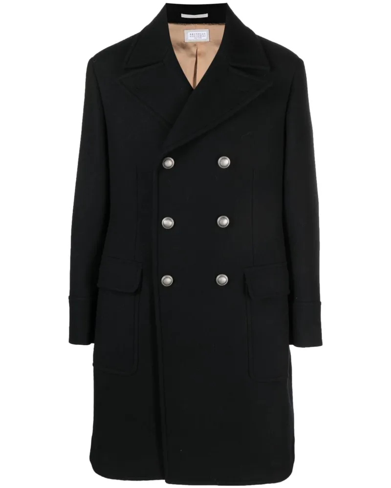 Brunello Cucinelli Doppelreihiger Mantel - Schwarz Schwarz