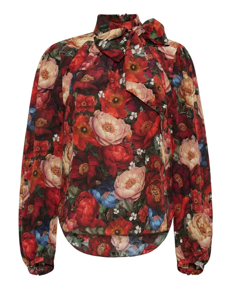 Adam Lippes Joan Seidenbluse mit Blumenprint - Rot Rot