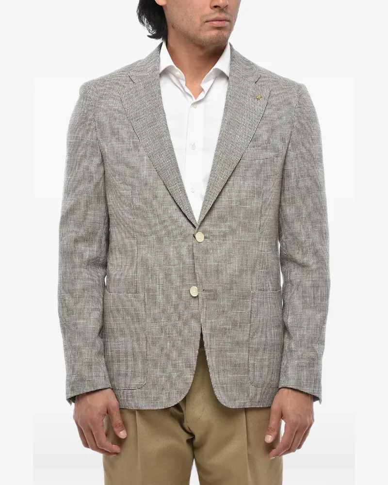 Corneliani pin-detail houndstooth blazer - Nude Nude