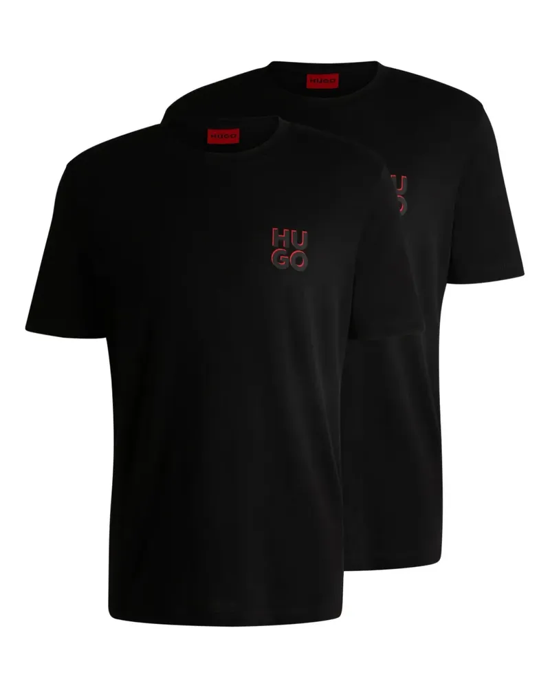 HUGO BOSS T-Shirt mit Logo-Print (2er-Set) - Schwarz Schwarz