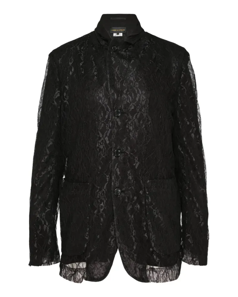 Comme des Garçons Blazer mit Spitzen-Overlay im Lagenlook - Schwarz Schwarz