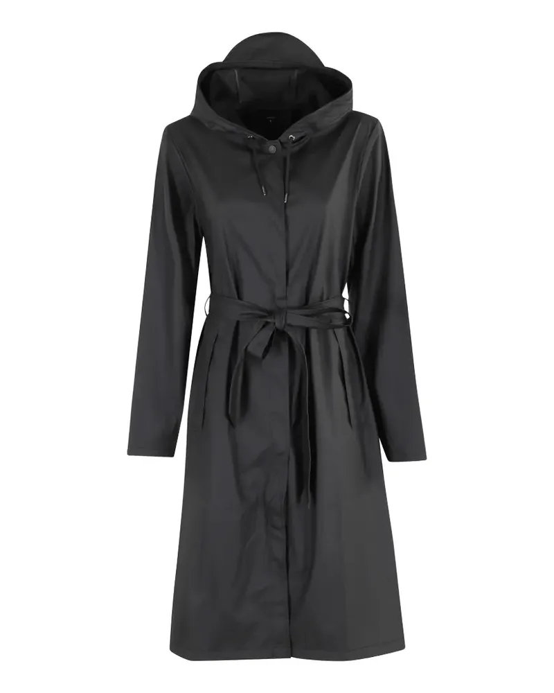 RAINS A-Line hooded belted raincoat - Schwarz Schwarz