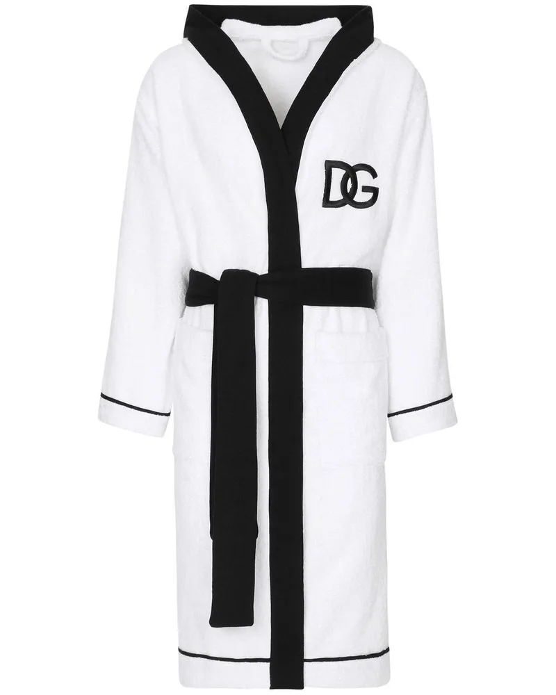 Dolce & Gabbana Bademantel mit Logo-Stickerei - Weiß Weiß