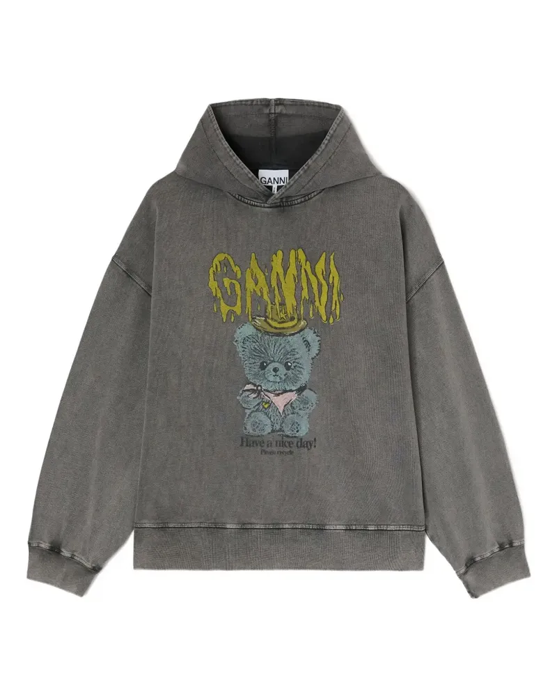 Ganni Hoodie mit grafischem Print - Grau Grau