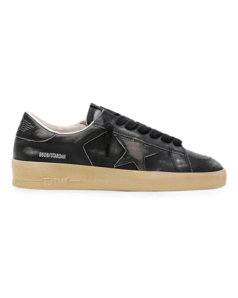 Golden Goose Stardan Sneakers aus schwarzem Leder mit Stern und Fersenkappe aus schwarzem Leder Schwarz