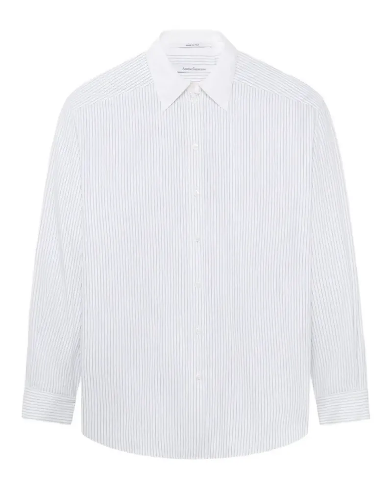 Another Tomorrow pleated-back striped shirt - Weiß Weiß
