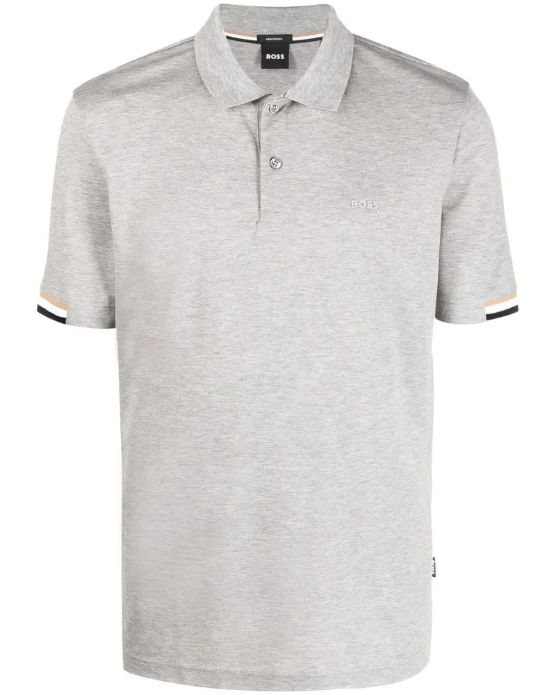 HUGO BOSS Poloshirt mit gestreiftem Kragen - Grau Grau
