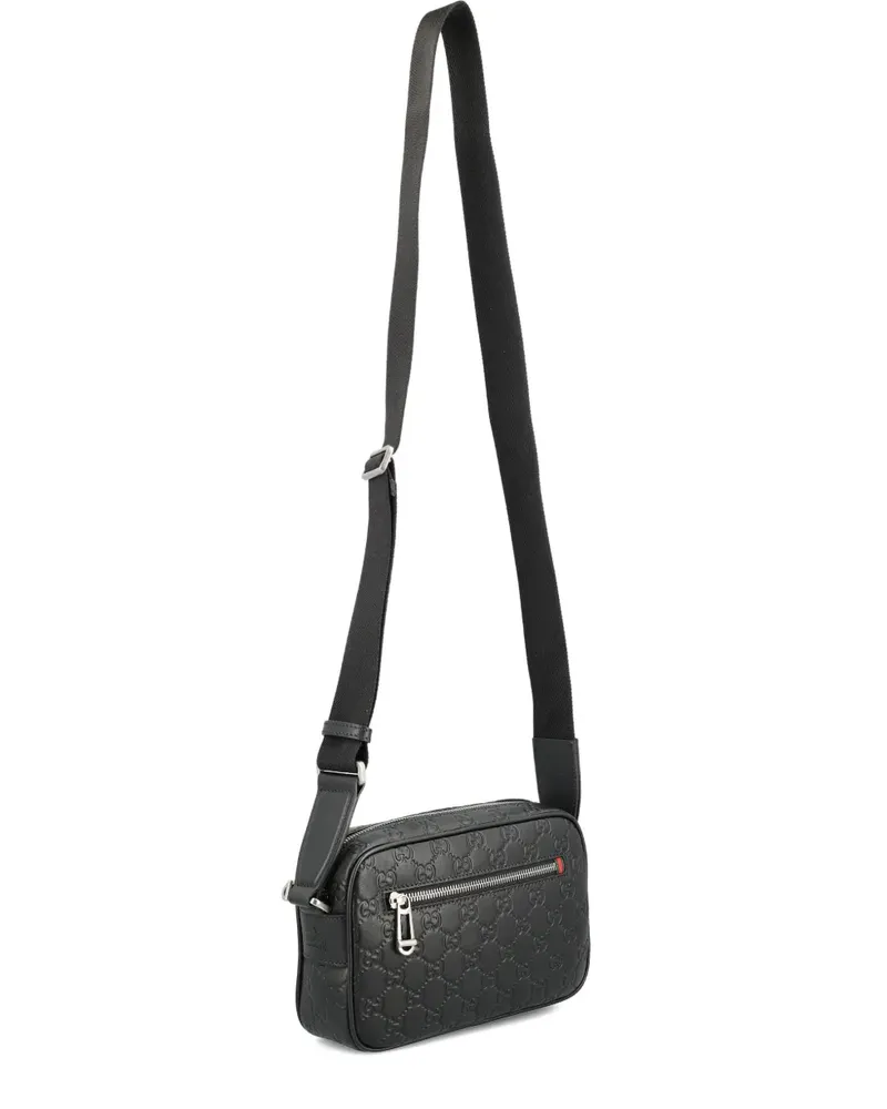 Gucci small GG Emblem embossed shoulder bag - Schwarz Schwarz