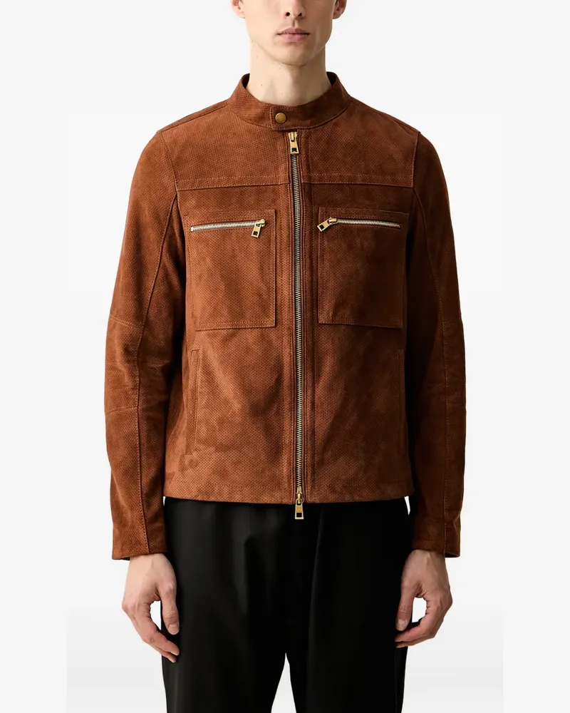 Michael Kors suede double-zip racer jacket - Braun Braun