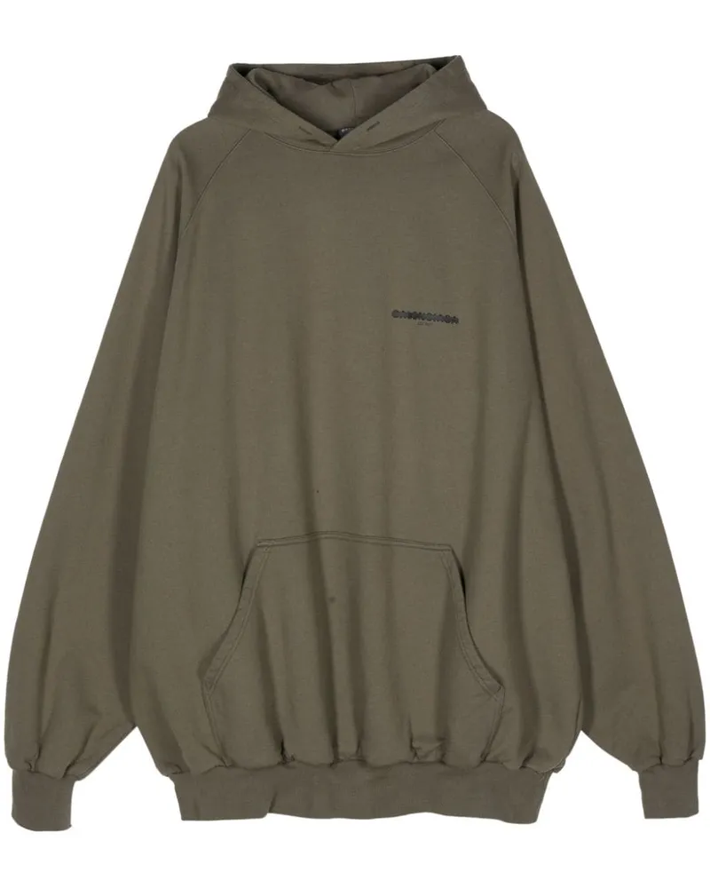 Balenciaga Hoodie mit Logo-Print Grün