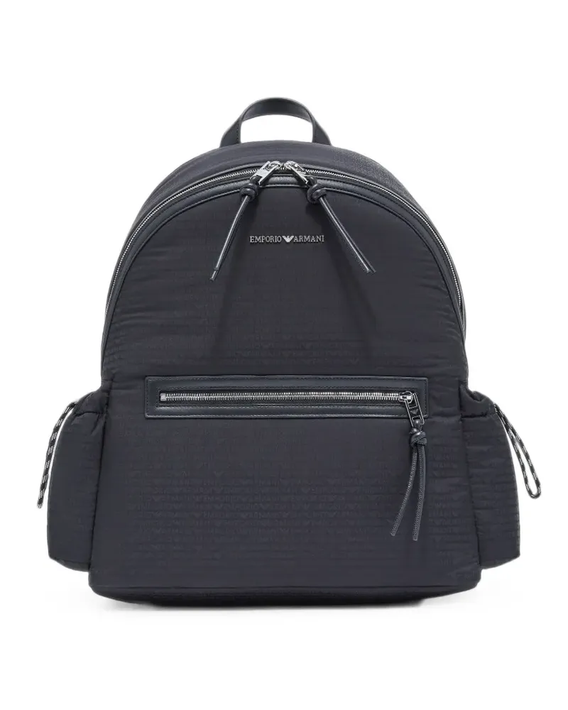 Emporio Armani Rucksack mit Logo-Schild - Schwarz Schwarz