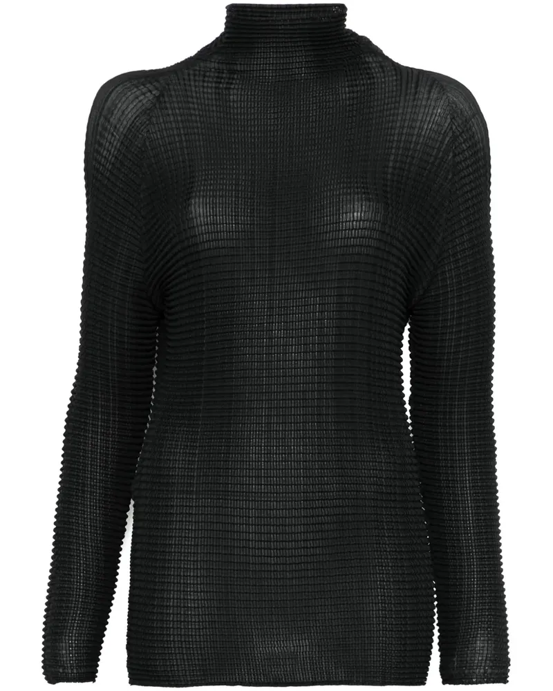 Issey Miyake Top mit Falten - Schwarz Schwarz