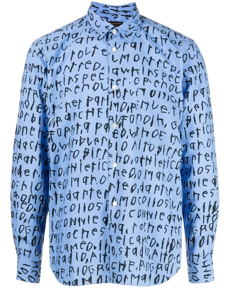 Comme des Garçons Hemd mit Text-Print - Blau Blau