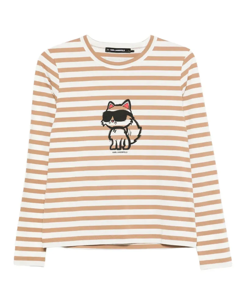Karl Lagerfeld Langarmshirt mit Streifendetail - Weiß Weiß