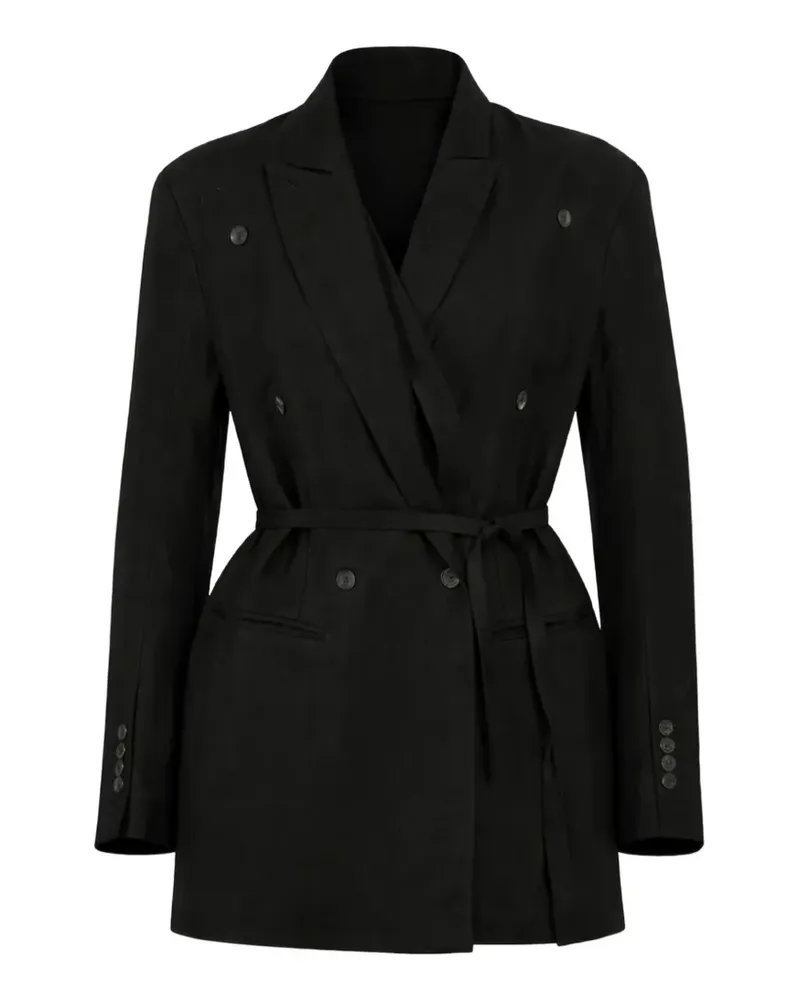 Masnada Doppelreihiger Blazer mit Gürtel - Schwarz Schwarz