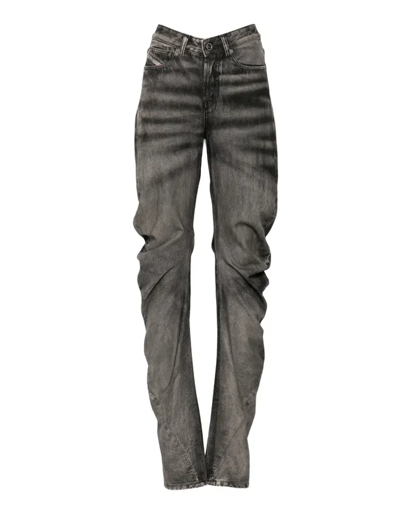 Diesel Jeans in verwaschener Optik mit Einsätzen - Grau Grau