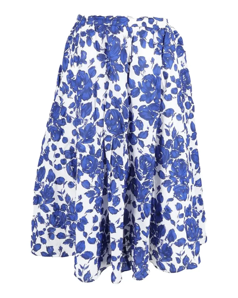 Max Mara Midirock mit Blumen-Print - Weiß Weiß