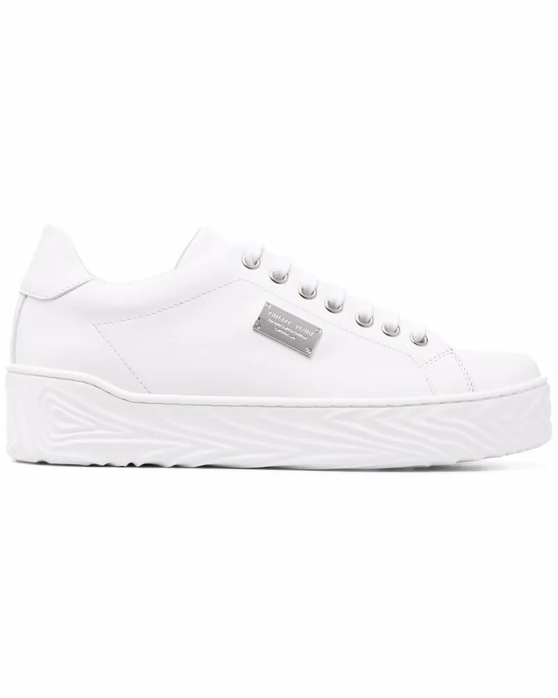 Philipp Plein Sneakers mit Logo-Schild - Weiß Weiß