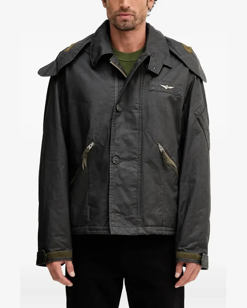 Aeronautica Militare buttoned-hooded jacket - Grau Grau