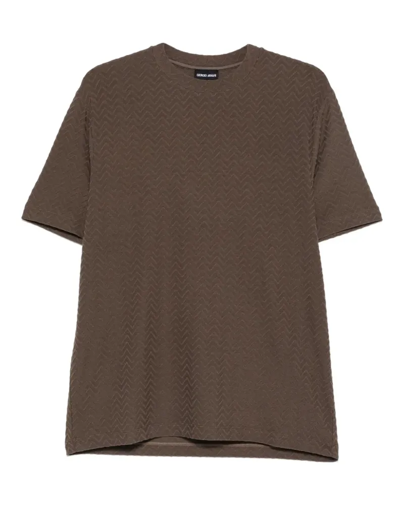 Giorgio Armani chevron-knit T-shirt - Braun Braun