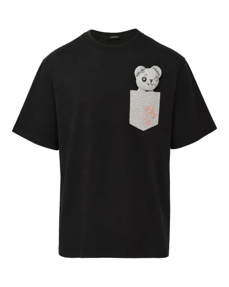 WE 11 DONE T-Shirt mit Teddy-Motiv - Schwarz Schwarz