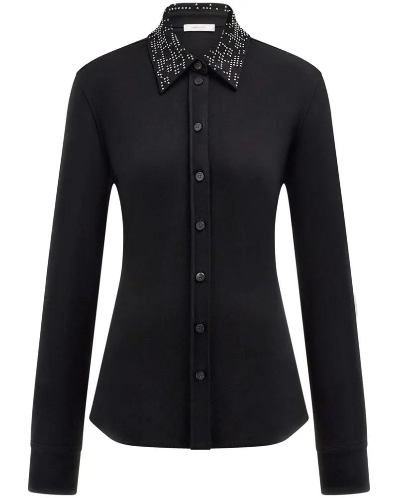 Ferragamo Jerseyhemd mit Nietenkragen - Schwarz Schwarz