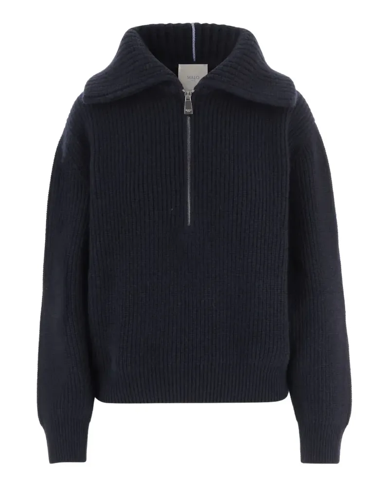 Malo ribbed-knit half-zip sweater - Blau Blau